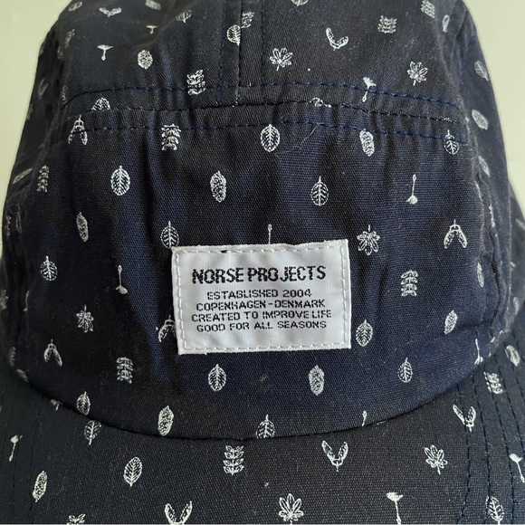 norse projects navy mini leaf print 5 panel cap - Picture 5 of 5